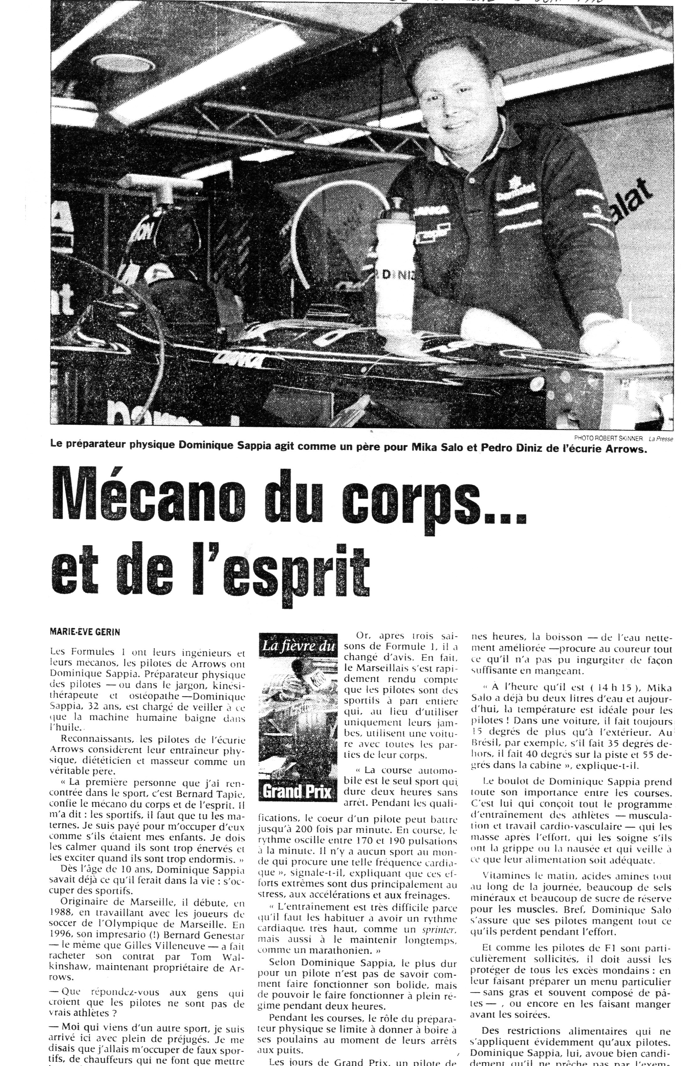 Mécanos du corps et de l'esprit. La Presse-Montréal. 6.06.1998